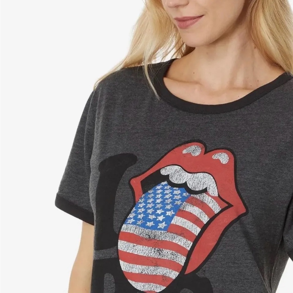 NWT Lucky Brand I Love Rolling Stones Boyfriend Ringer Tee - Small